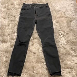 Mother Stunner Zip ankle step Fray Faded Black 26